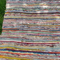 multifarvet stribet gammelt bomulds kludetæppe svensk løber genbrug